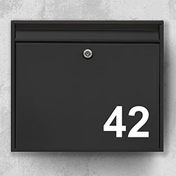 Navneskilt postkasse - Husnummer til postkasse: vælg farve, størrelse og skrifttype