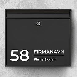 - Fir09: Firmapostkasse sticker med navn og husnummer