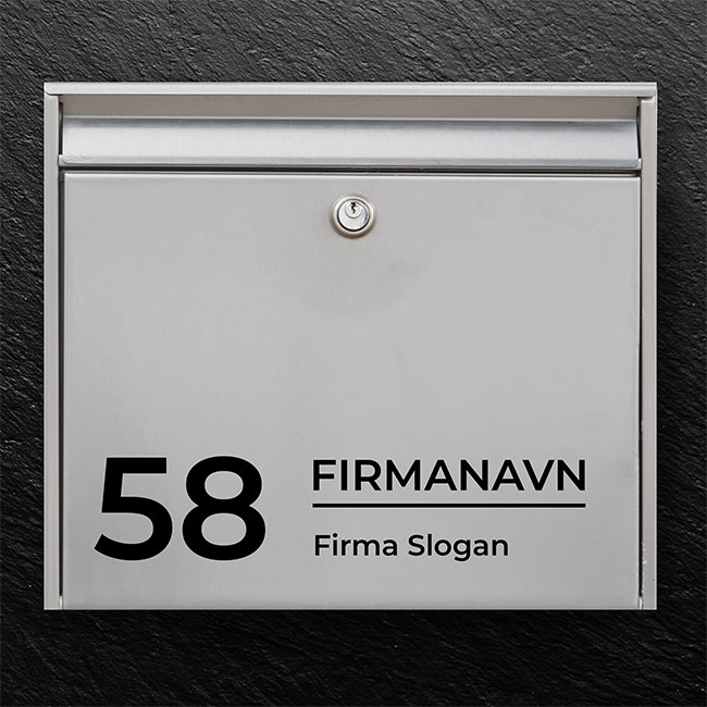Postkasseskilt: Firmapostkasse sticker med navn og husnummer Fir09 - thumb  0